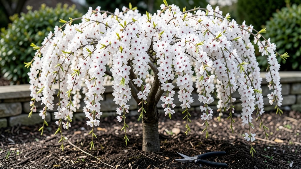 Dwarf Snow Fountain Weeping Cherry Tree: Year-Round Grace With Snowdrift Elegance