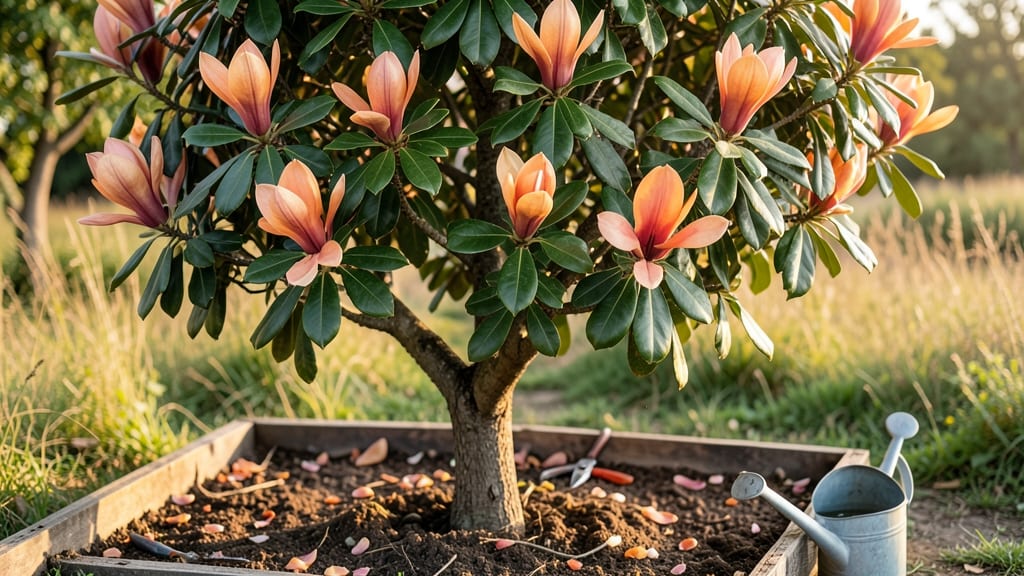 Orange Magnolia Tree Pruning: Winter-Strengthened Branches for Spring Bloom Bursts