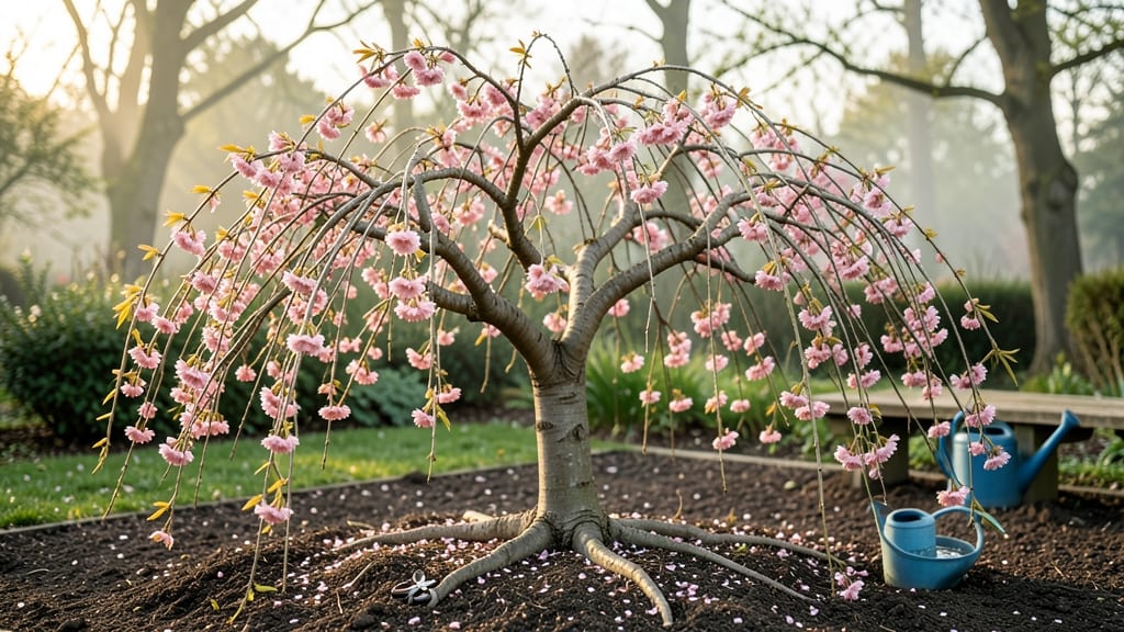 Fountain Weeping Cherry Tree: Dramatic Year-Round Canopy Through 4 Seasonal Cuts