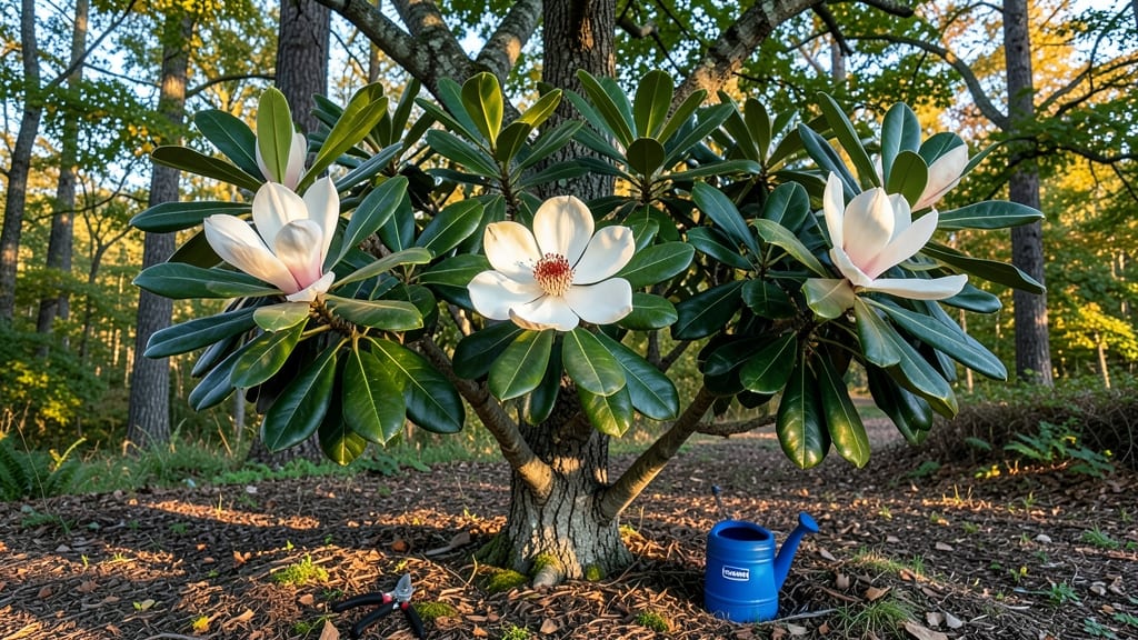 Southern Magnolia Tree in Bloom: Year-Round Elegance With Fragrant White Blooms