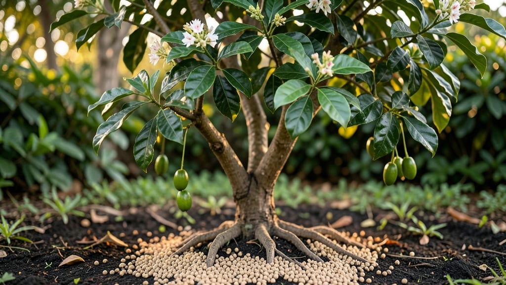 Coffee Tree Fertilizer: Nitrogen-Rich Boost for Lush, Bean-Packed Growth
